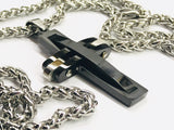 Waterproof Cross Necklace for Men Heavy Black Prayer Cross Super Thick Hypoallergenic Chain Jewelry Pendant for Mens Boys Catholic Crucifix