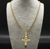 Multi Section Cross Necklace for Men Women Industrial Men Solid Stainless Steel Chain Silver Gold Waterproof Crucifix Jesus Jewelry