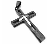 Black Cross Necklace Heavy Black Chain Prayer Necklace Super Modern 2 Cross Crazy Design Pendant for Mens Boys Christian Jewelry Jewellery