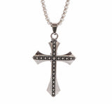 Silver Cross Black Accent Cross Necklace for Men Cast Necklace Cross 2 Color Super Box Chain Jesus Jewelry Jewellery