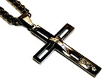 Black Cross Necklace Heavy Black Chain Prayer Necklace Super Modern 2 Cross Crazy Design Pendant for Mens Boys Christian Jewelry Jewellery