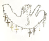 Multi Cross Silver Tiny Cross Necklace and Earrings Cross Chain Small choker Women Girls Meaning of the Horizontal Cross