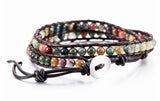 5 wrap bracelet with natural stones in earth colors also 1, 2 and 3 wrap with brown leather southwest cuff boho styling