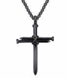 Nail Cross Necklace Guaranteed Solid Stainless Steel Chip and Fade proof Waterproof Hypoallergenic Black Anime Box Chain Pendant