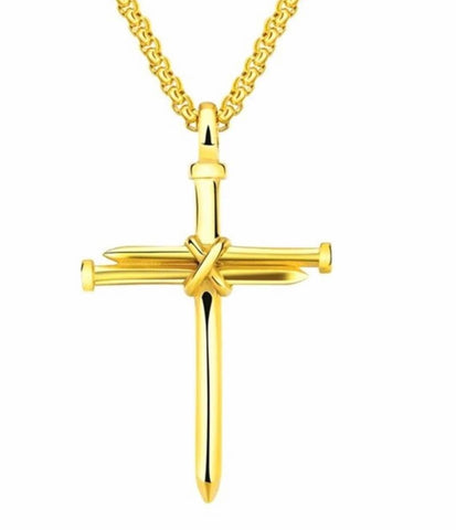 Nail Cross Necklace Guaranteed Solid Stainless Steel Chip and Fade proof Waterproof Hypoallergenic Black Anime Box Chain Pendant