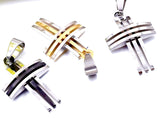 Petite 3 Crosses 3 Bars Necklace Men Boys Stainless Steel Super Box Chain Cross of Jesus Jewelry