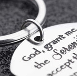 Serenity Prayer Keychain Keyring Inset Lettering Dog Tag Silver Exclusive Design Pendant for Mens Boys Waterproof Jewelry