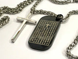 Immanuel Lords Prayer Necklace Dog Tag Our Father Cross Thick with Chain Exclusive Design Pendant for Mens Boys Christian Jewelry