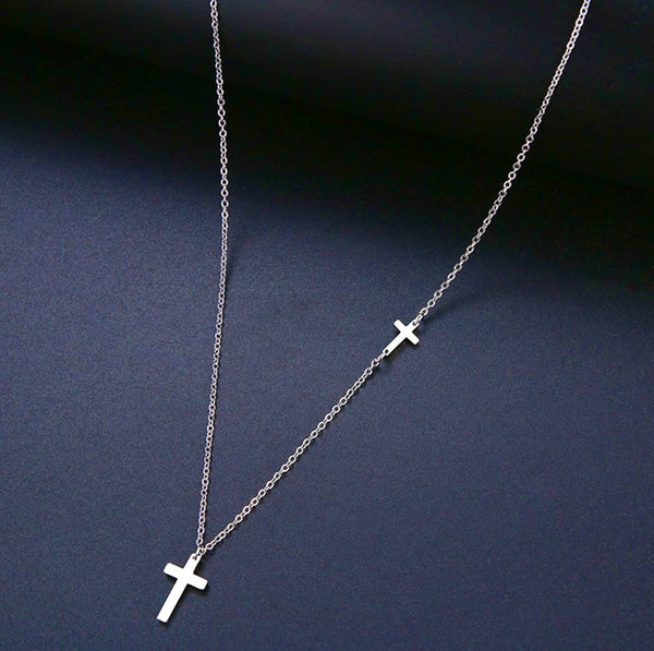 Double Sideways Cross Necklace Silver Gold Meaning of Sideways Cross Bracelet Cross of Christ Bracelet for Women Girls Jewelry Jewellery