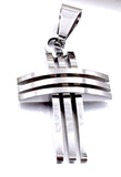 Petite 3 Crosses 3 Bars Necklace Men Boys Stainless Steel Super Box Chain Cross of Jesus Jewelry