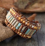 Natural Stone Bracelet 3 Row Wrap SouthWest Jewelry Boho Bohemian Yoga Leather Friendship High Quality Best Price Jewelry for Women Girls