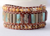 Natural Stone Bracelet 3 Row Wrap SouthWest Jewelry Boho Bohemian Yoga Leather Friendship High Quality Best Price Jewelry for Women Girls