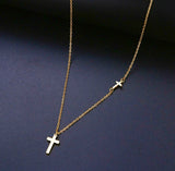 Double Sideways Cross Necklace Silver Gold Meaning of Sideways Cross Bracelet Cross of Christ Bracelet for Women Girls Jewelry Jewellery