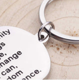 2 sided serenity prayer keychain keyring one day at a time dog tag silver exclusive design pendant for mens boys waterproof jewelry