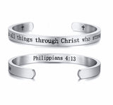 I can do all things Bracelet for Men All Silver Bangle Cuff Engraved through Christ who strengtheneth me Waterproof Cuff Philippians 4:13