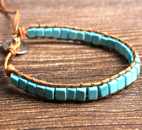 Natural Stone Bracelet 1 Wrap Boho Bohemian Yoga Leather Friendship High Quality Jewelry for Women SouthWest Jewelry Girls Jewelry