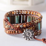 Natural Stone Bracelet 3 Row Wrap SouthWest Jewelry Boho Bohemian Yoga Leather Friendship High Quality Best Price Jewelry for Women Girls