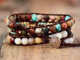 3 strand wrap bracelet cuff natural stone boho bohemian yoga leather friendship high quality southwest jewelry for women girls jewelry