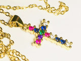 Gold Cross Necklace Pendant Multi Color CZ Crosses Small for Women Girls Best Price Weddings Bridesmaid jewellery jewelry