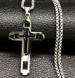 Multi Section Cross Necklace for Men Women Industrial Men Solid Stainless Steel Chain Silver Gold Waterproof Crucifix Jesus Jewelry