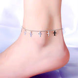 Multi Cross Sterling Silver Bracelet Ankle Small Cross Chain Women Girls Meaning of the Horizontal Cross