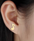 Gold Music Note Earrings Stud design for music teachers gift music lover band member Hypoallergenic Womans Girls Jewelry Jewellery