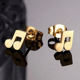 Gold Music Note Earrings Stud design for music teachers gift music lover band member Hypoallergenic Womans Girls Jewelry Jewellery