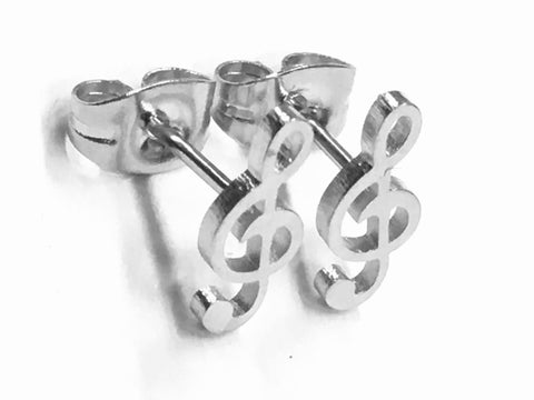 Music Note Earrings Treble Clef Stud Earrings and Music Staff Notes aficionado band member music teacher Elegant Modern Womans Girls Jewelry