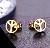 Gold Peace Sign Earrings Hypoallergenic Waterproof Stainless Steel Stud Post Jewelry Prayer Silver Woman Girls Wedding Jewelry