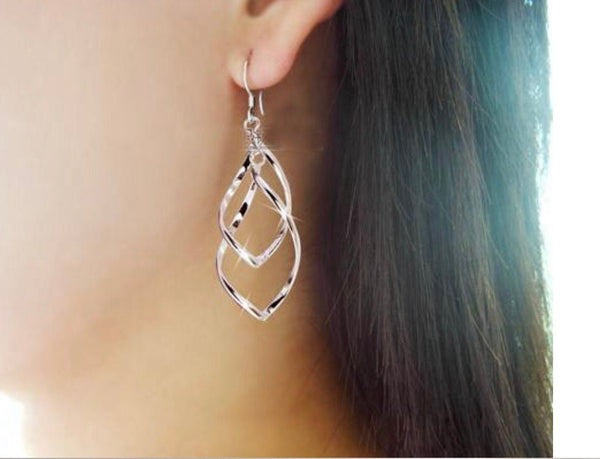 Infinity twist 2 hoop earrings drop dangle silver gold earrings for women girls jewelry jewellery