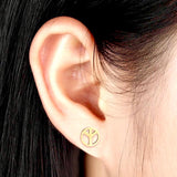 Gold Peace Sign Earrings Hypoallergenic Waterproof Stainless Steel Stud Post Jewelry Prayer Silver Woman Girls Wedding Jewelry