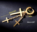 Multi 3 Cross Earrings Gold Black Silver Chain Mens Hipster Club Dance Punk Earrings Waterproof Hypoallergenic Dangle Long Drop Jesus