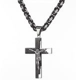 Crucifix Cross Prayer Ephesians 1:17 Cut Out Our Father hip hop Men Orthodox Byzantine Chain Silver Gold Waterproof Stainless Steel