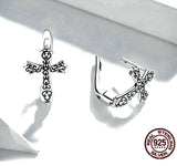 Solid Sterling Silver Cross Cuff Earring Vine Prayer S925 Hypoallergenic Lever Back Elegant Dainty Sparkling Jewelry young girls