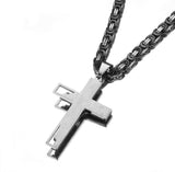 Crucifix Cross Prayer Ephesians 1:17 Cut Out Our Father hip hop Men Orthodox Byzantine Chain Silver Gold Waterproof Stainless Steel