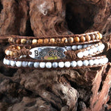 Believe 3 Strand Wrap Bracelet Natural Stone Boho Bohemian Yoga Leather Friendship High Quality SouthWest Jewelry Women Girls Jewelry