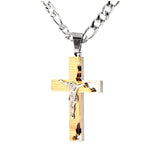 Crucifix Cross Spanish Lords Prayer Curb Chain Cut Out Our Father hip hop Men Orthodox Necklace Silver Gold Heavy Stainless Steel