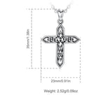 Irish Celtic Solid Sterling Silver Cross Necklace S925 Pendant for Women Cast Jewelry link Chain Jewellery for Girls