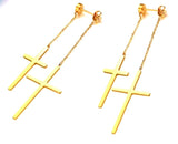 2 cross earrings double tassel and chain cross of jesus all waterproof hypoallergenic stainless steel 2