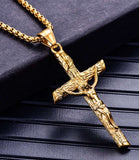 Ancient Crucifix Cross Catholic Orthodox INRI Necklace for Men Gold Black Waterproof Stainless Steel hip hop Jesus