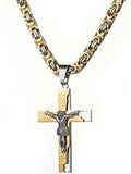 Crucifix Cross Prayer Ephesians 1:17 Cut Out Our Father hip hop Men Orthodox Byzantine Chain Silver Gold Waterproof Stainless Steel