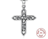 Irish Celtic Solid Sterling Silver Cross Necklace S925 Pendant for Women Cast Jewelry link Chain Jewellery for Girls