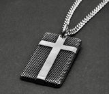 Solid Stainless Steel Cross Dog Tag Knurled Engraved Detail Jesus Crucifix Necklace Cross Jesus Biker Heavy Chain Men Waterproof Jewelry