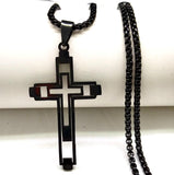 Multi Section Cross Necklace for Men Women Industrial Men Solid Stainless Steel Chain Silver Gold Waterproof Crucifix Jesus Jewelry