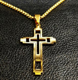 Multi Section Cross Necklace for Men Women Industrial Men Solid Stainless Steel Chain Silver Gold Waterproof Crucifix Jesus Jewelry