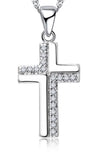 Set - sterling silver cross earrings and necklace with zircons S925 pendant for women jewelry link chain jewellery for girls