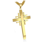 Jerusalem Cross Christian Cross Necklaces for Women Gold Stainless Steel Prayer Jewelry Necklace Charm Pendant Gold Crucifix Men Jewish