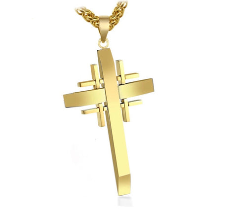 Jerusalem Cross Christian Cross Necklaces for Women Gold Stainless Steel Prayer Jewelry Necklace Charm Pendant Gold Crucifix Men Jewish