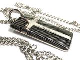 Solid Stainless Steel Cross Dog Tag Knurled Engraved Detail Jesus Crucifix Necklace Cross Jesus Biker Heavy Chain Men Waterproof Jewelry