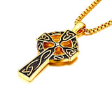 Celtic Cross Mens Necklace Irish Knot Crucifix Waterproof Super Thick Cast Large Cross Vintage Filigree Viking Heavy Box Chain Jewelry